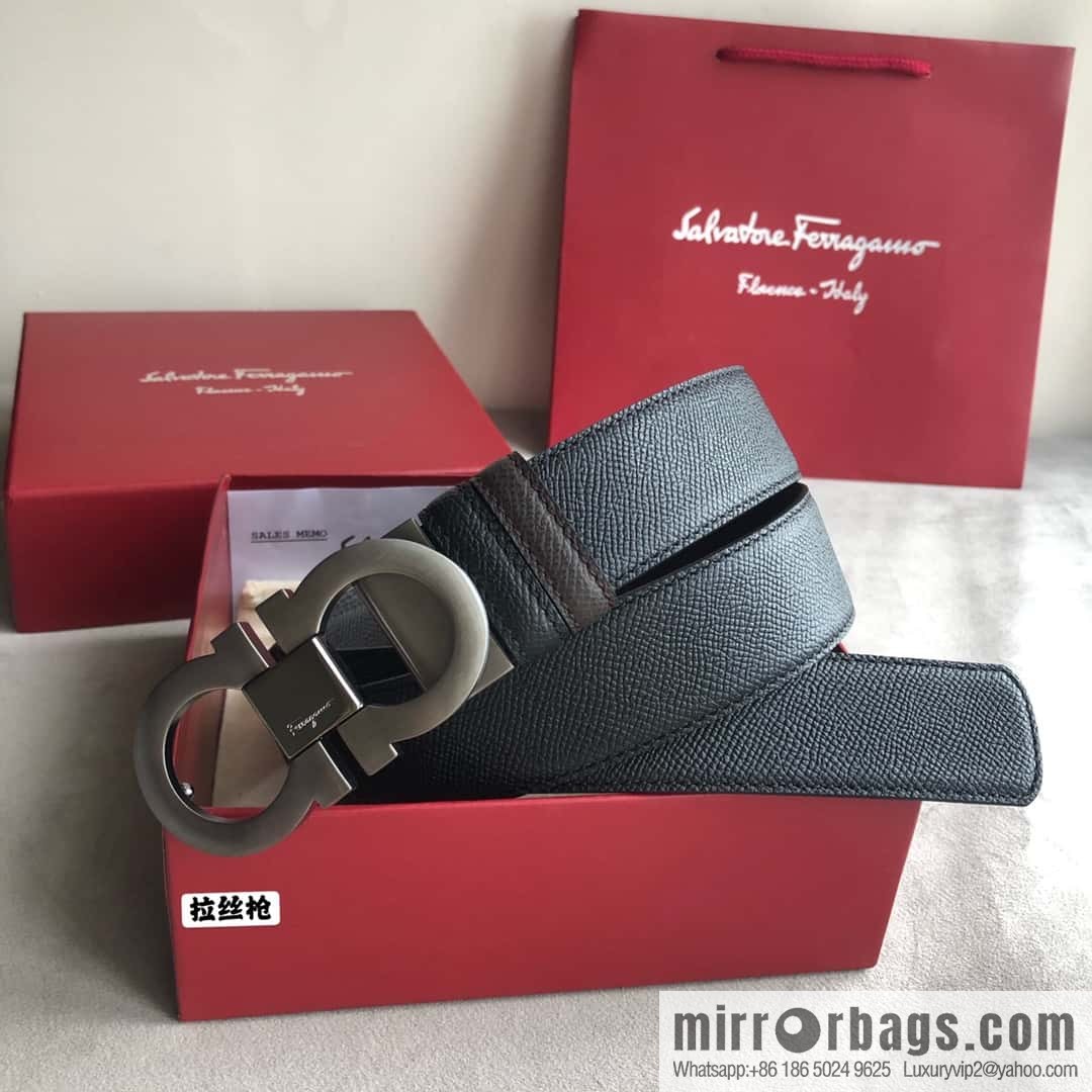 Ferragamo Ferragamo, Men's 3.5cm Classic Metal Clip Buckle Cowhide Cross Belt