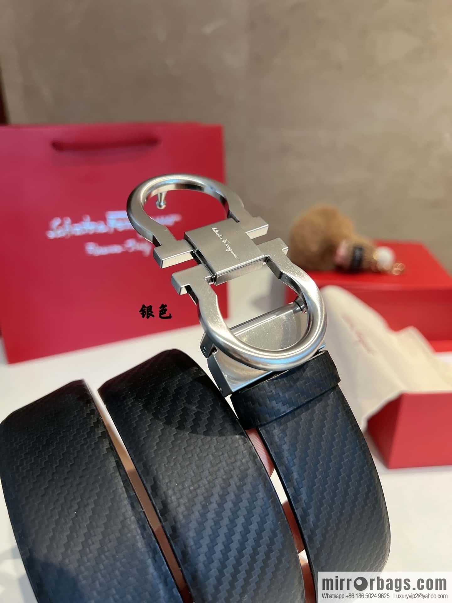 Ferragamo Ferragamo, exquisite 8-figure metal clasp, metal clasp flat brushed belt 3.5cm
