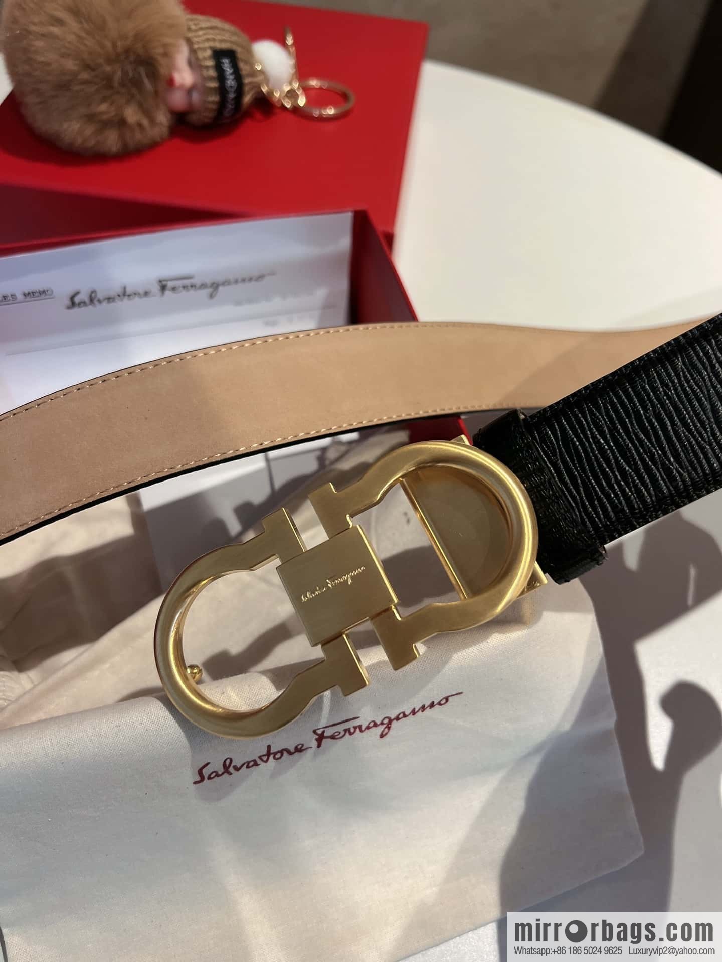 Ferragamo Ferragamo, exquisite 8-figure metal clasp, metal clasp flat brushed belt 3.5cm