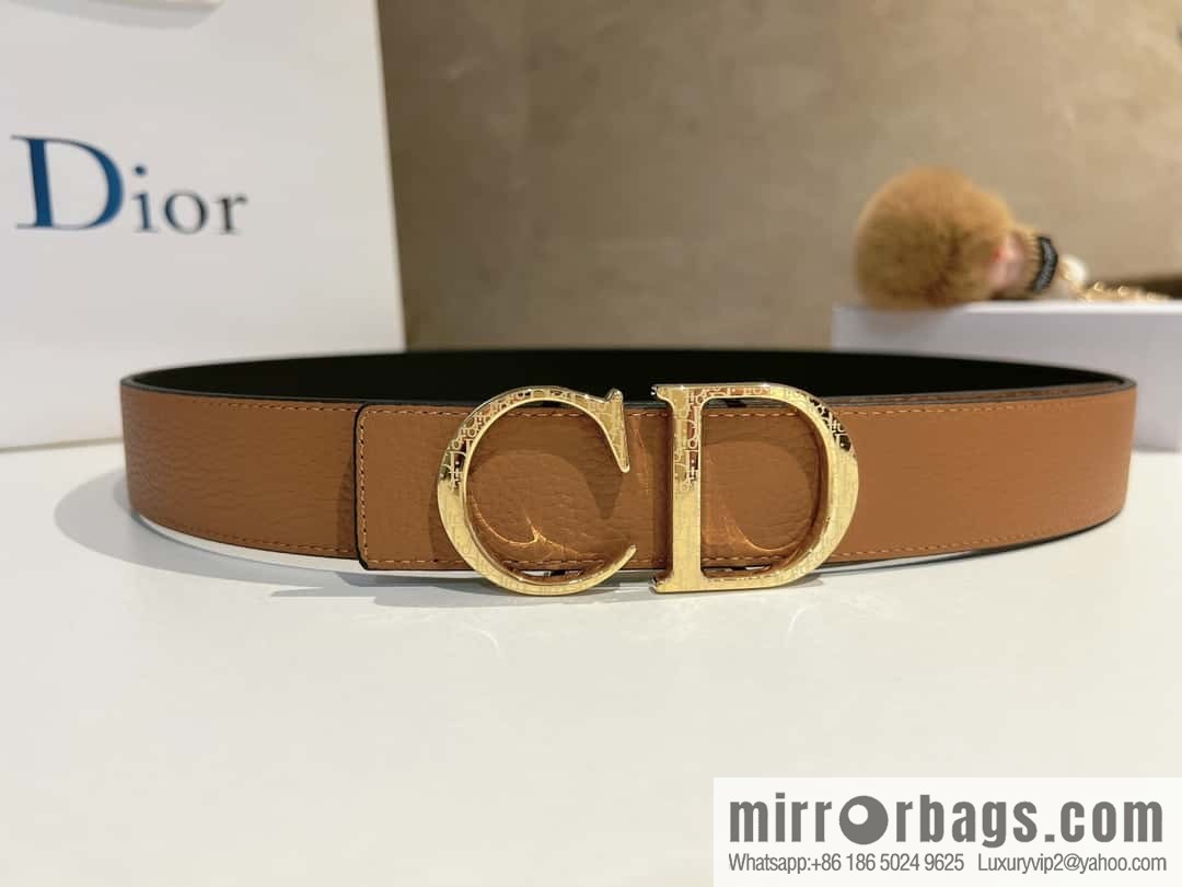 Dior, first layer cowhide belt, body double-sided CD belt