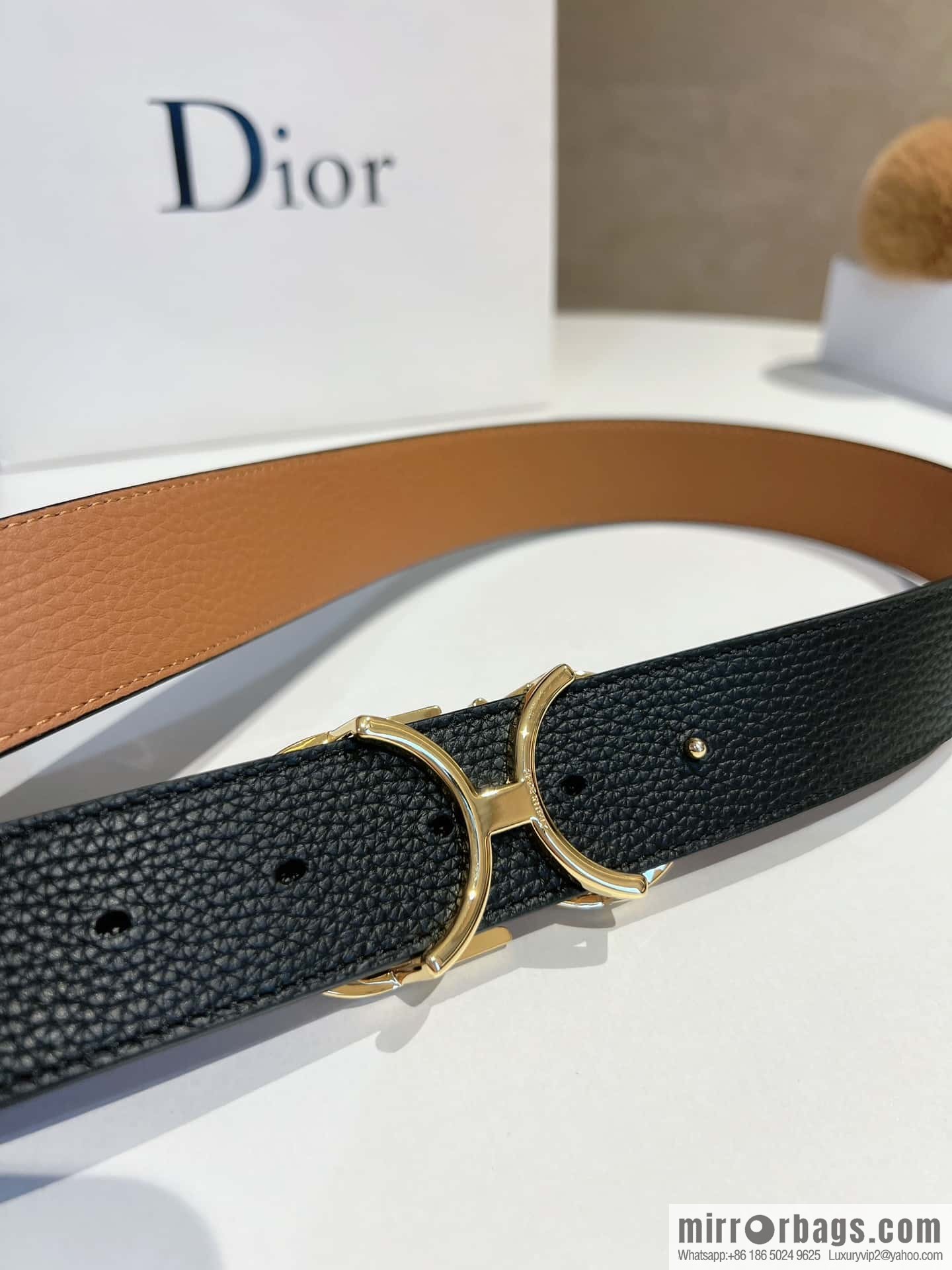 Dior, first layer cowhide belt, body double-sided CD belt