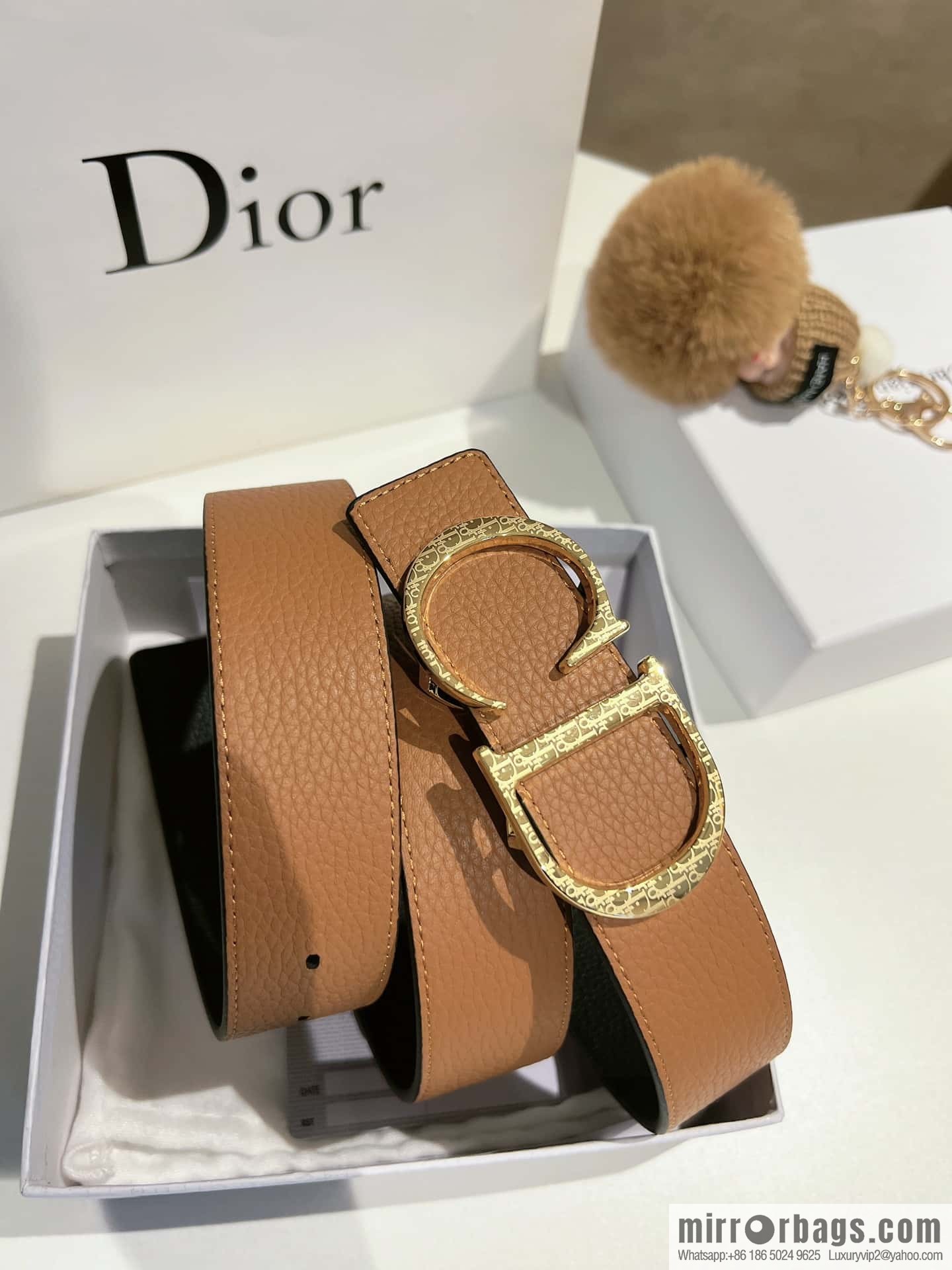 Dior, first layer cowhide belt, body double-sided CD belt