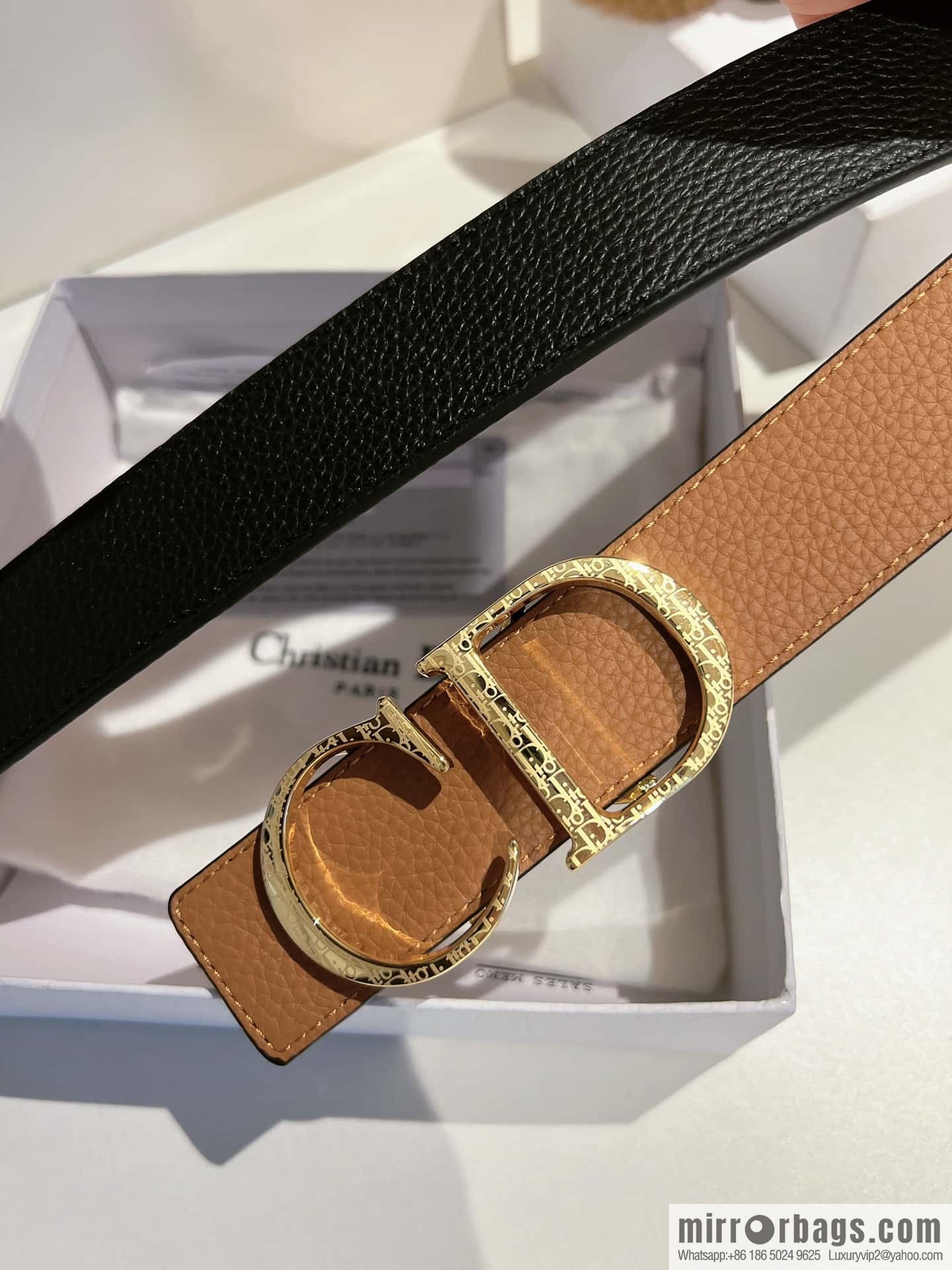 Dior, first layer cowhide belt, body double-sided CD belt