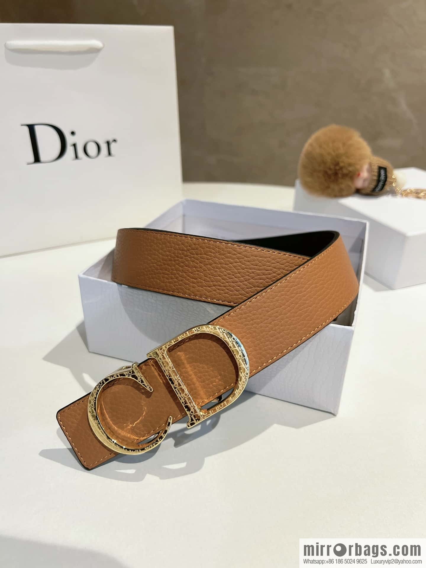 Dior, first layer cowhide belt, body double-sided CD belt