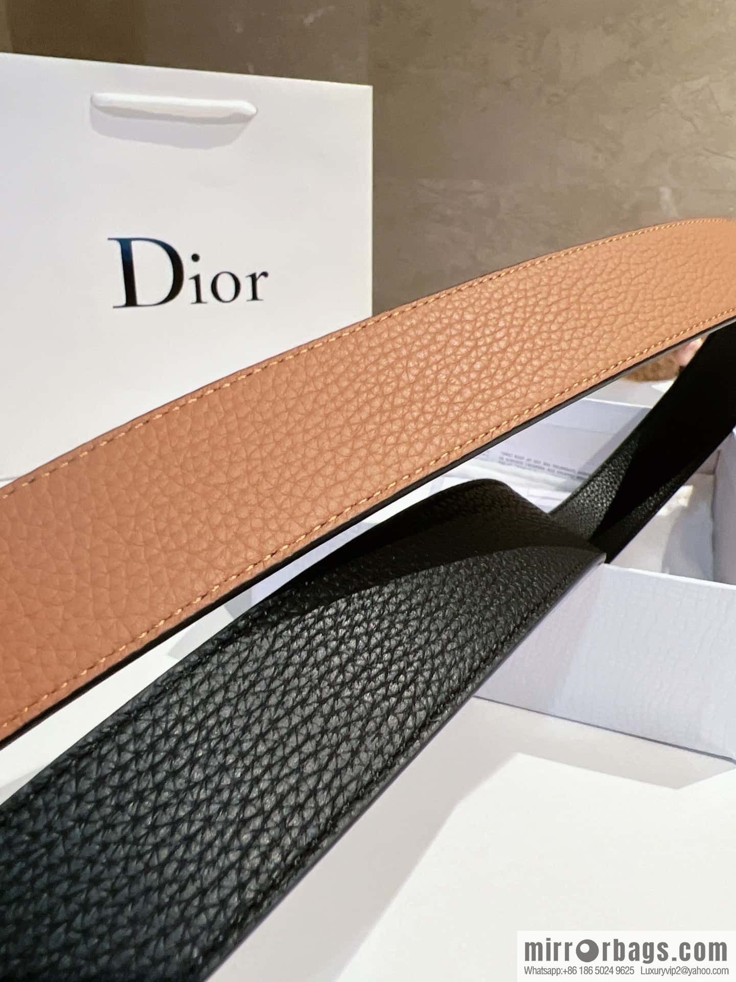 Dior, first layer cowhide belt, body double-sided CD belt
