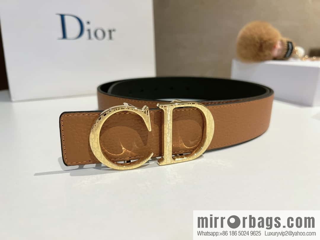 Dior, first layer cowhide belt, body double-sided CD belt
