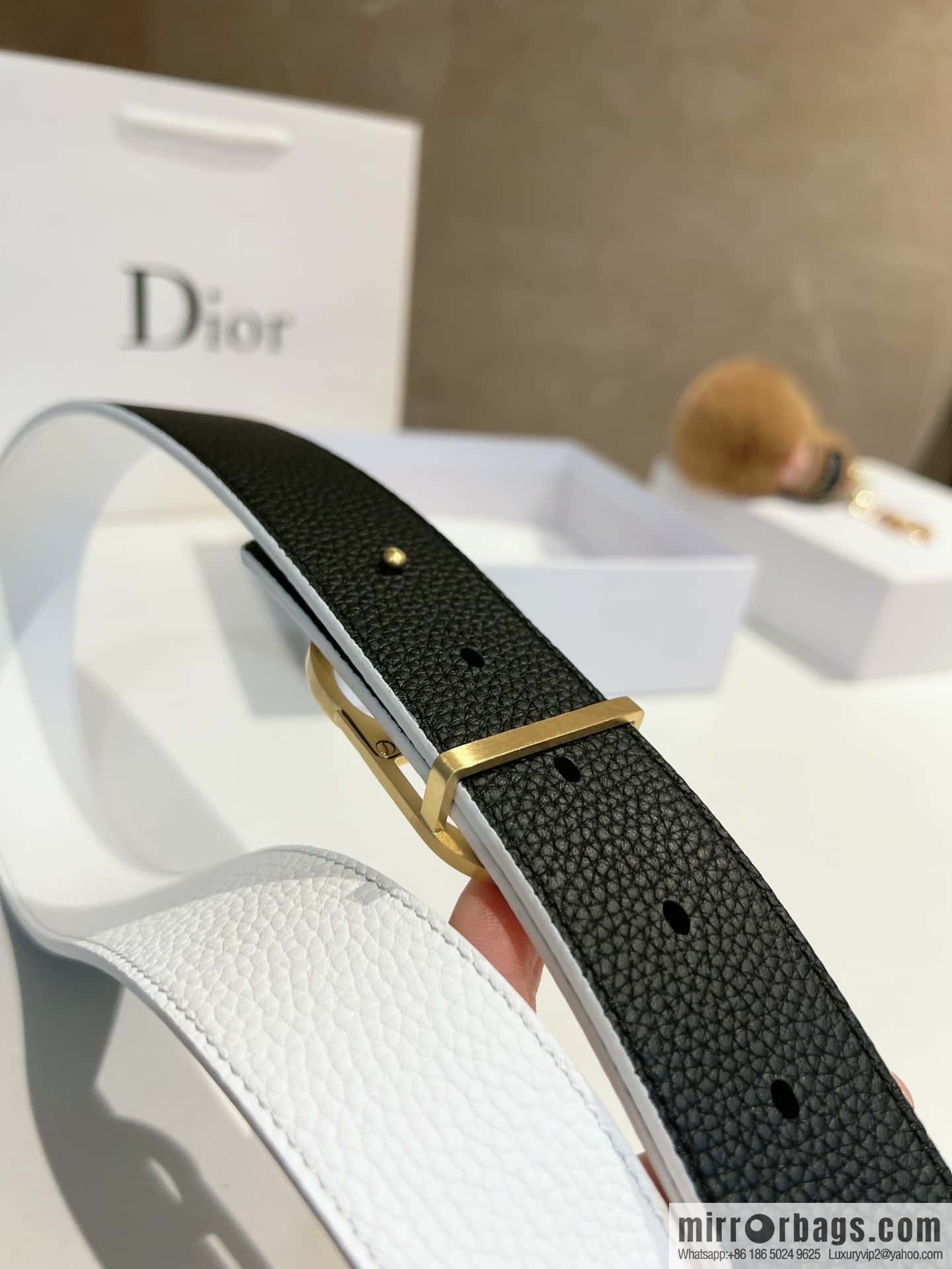 Dior, first layer cowhide belt, body double-sided CD belt