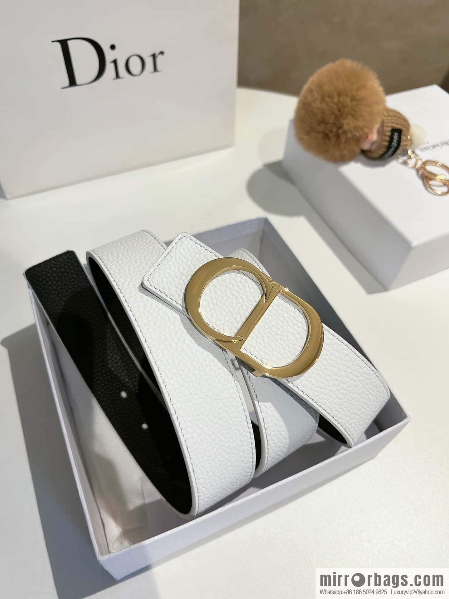 Dior, first layer cowhide belt, body double-sided CD belt