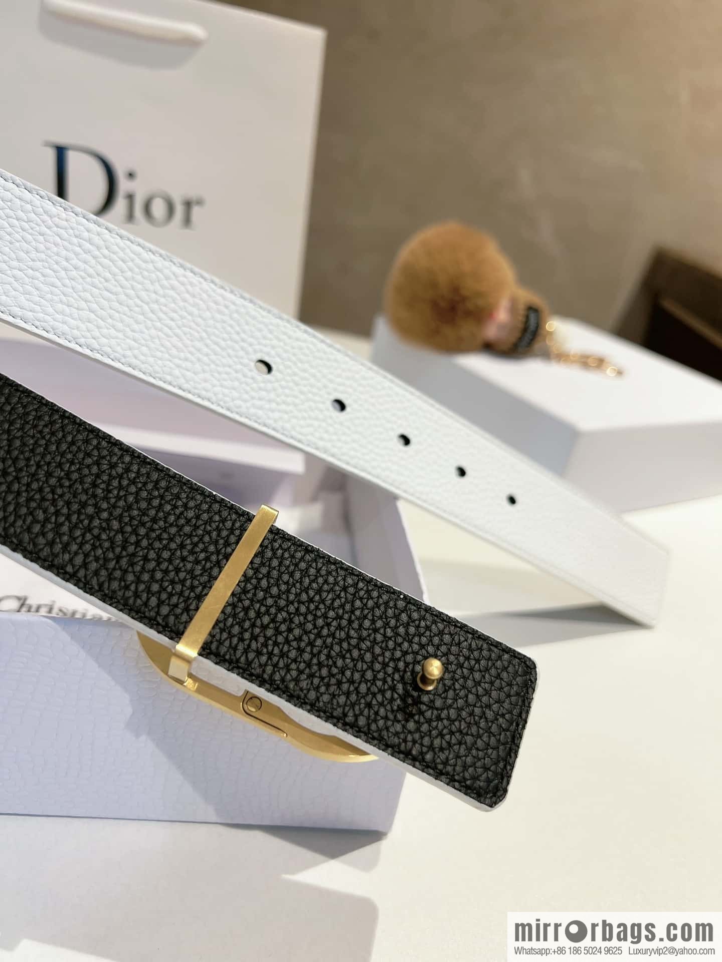 Dior, first layer cowhide belt, body double-sided CD belt