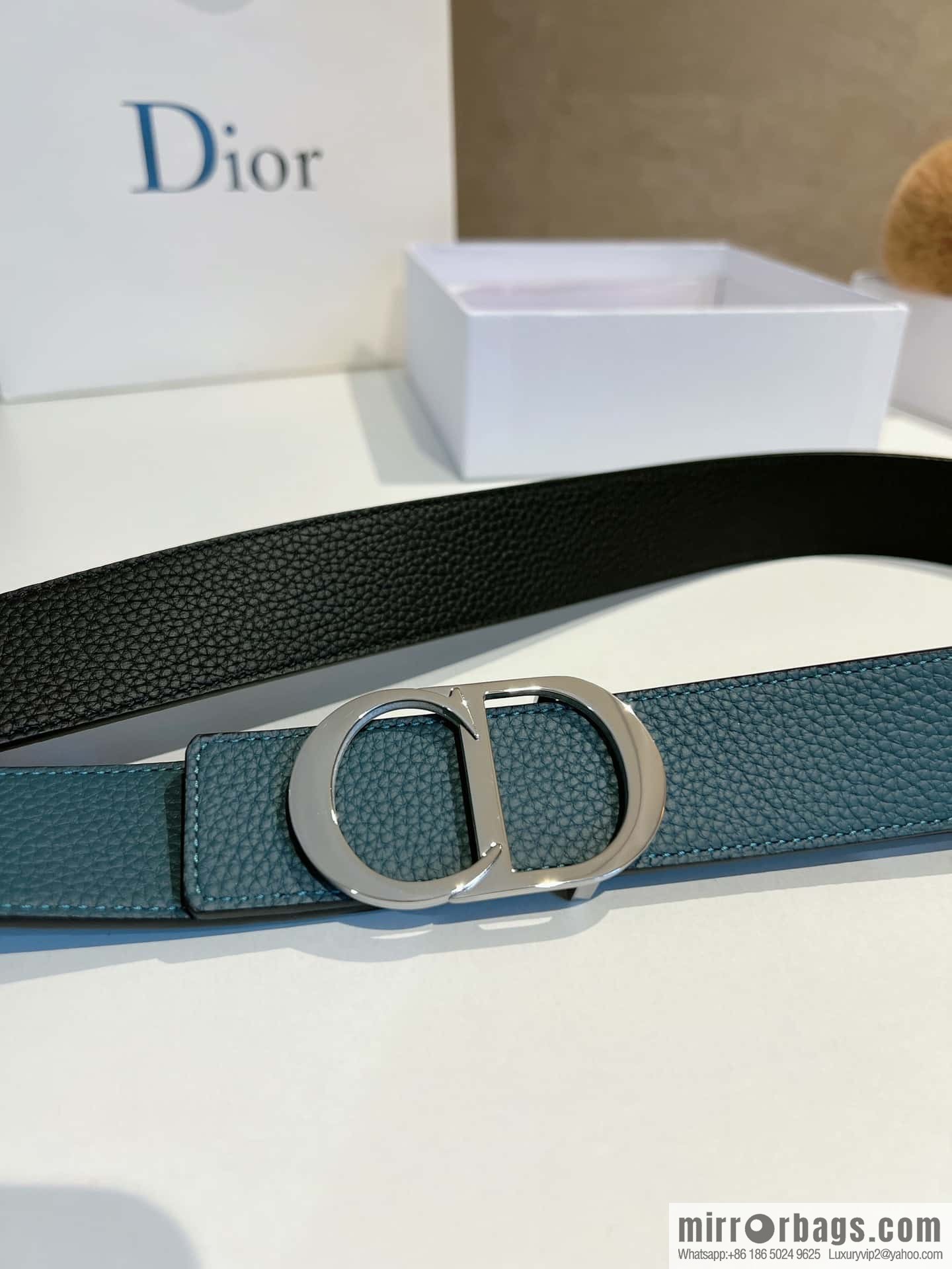 Dior, first layer cowhide belt, body double-sided CD belt