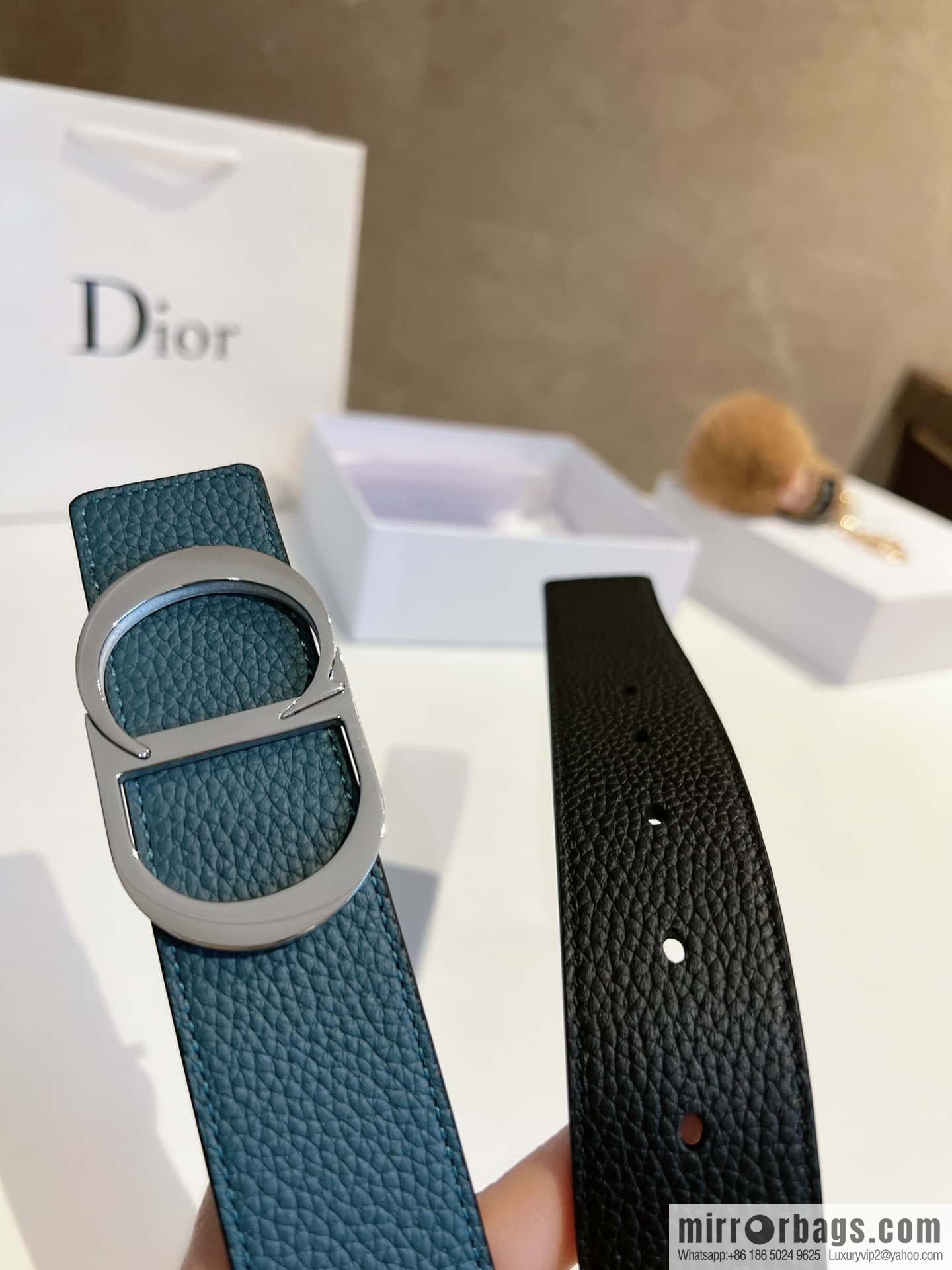 Dior, first layer cowhide belt, body double-sided CD belt