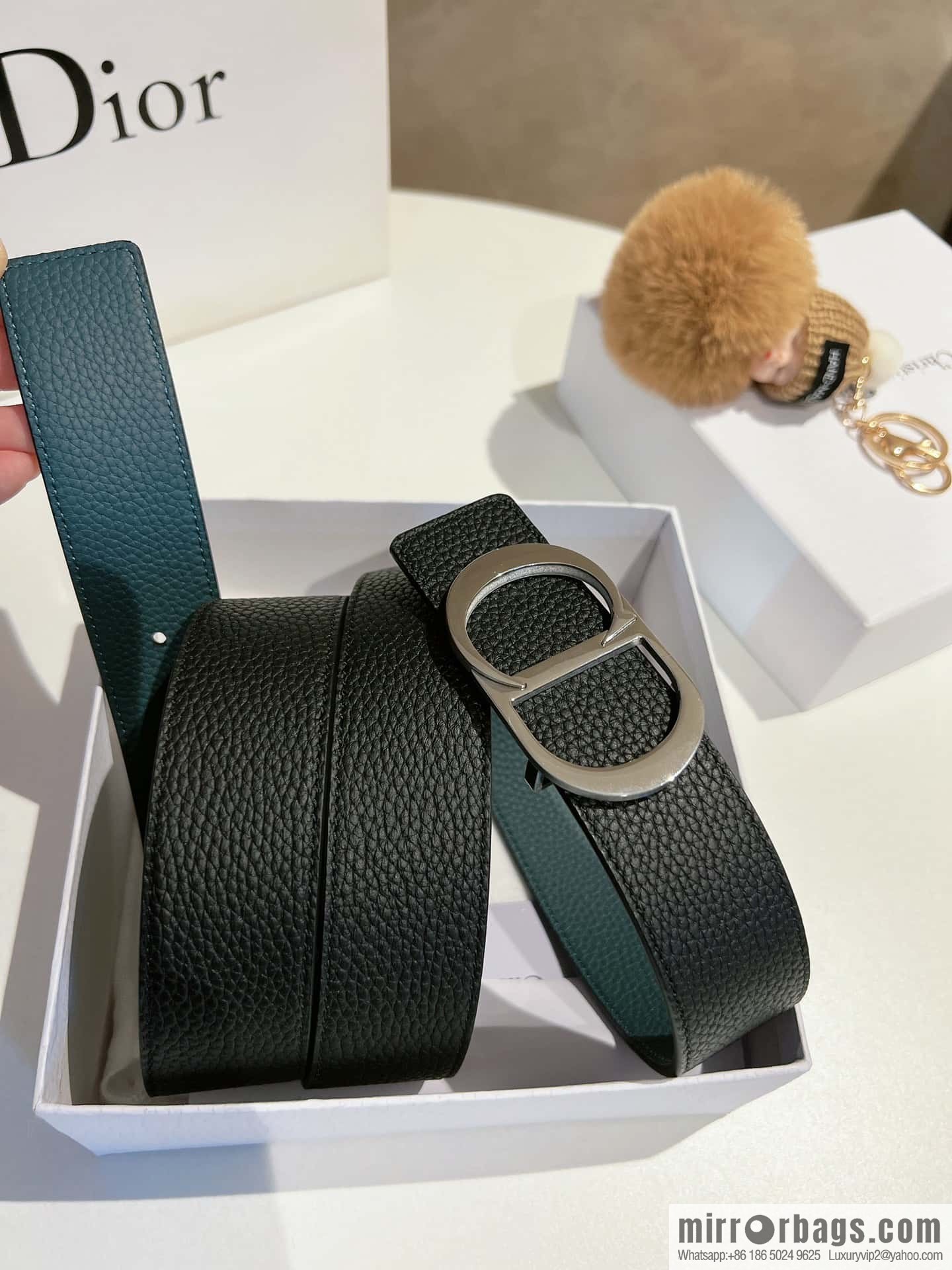 Dior, first layer cowhide belt, body double-sided CD belt