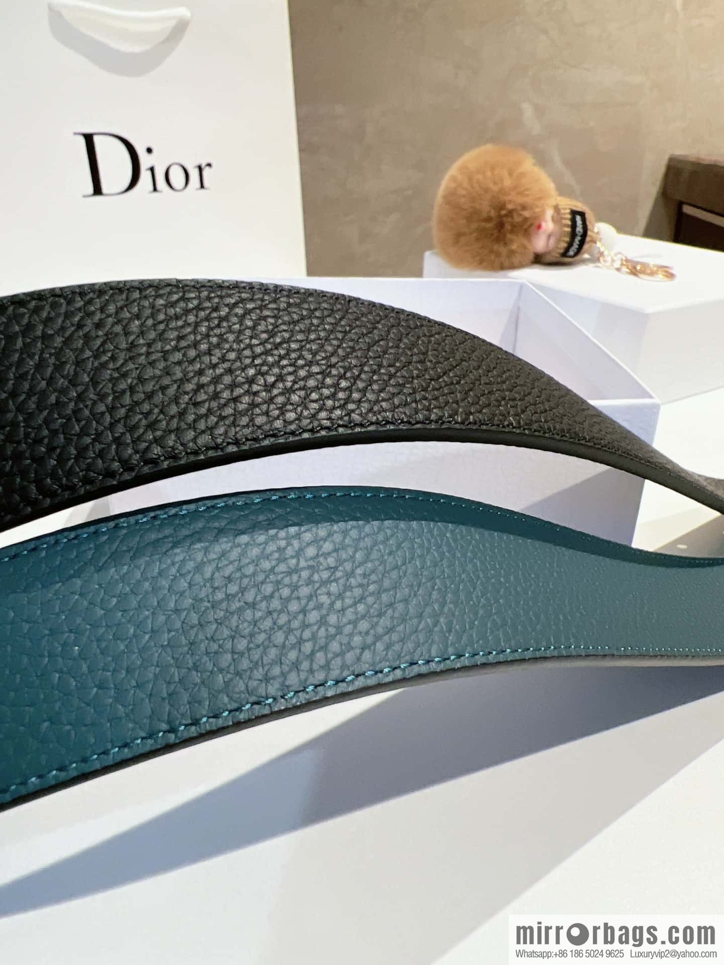 Dior, first layer cowhide belt, body double-sided CD belt
