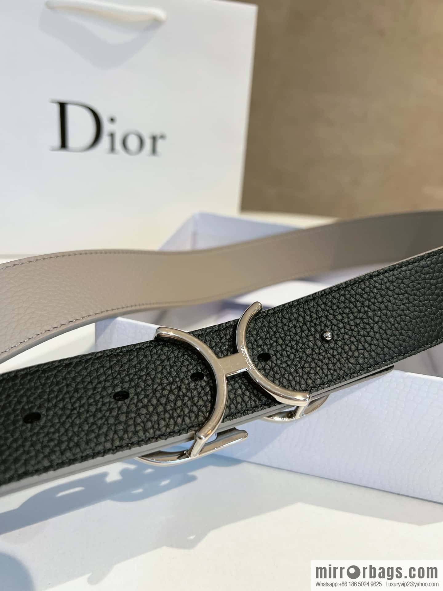 Dior, first layer cowhide belt, body double-sided CD belt