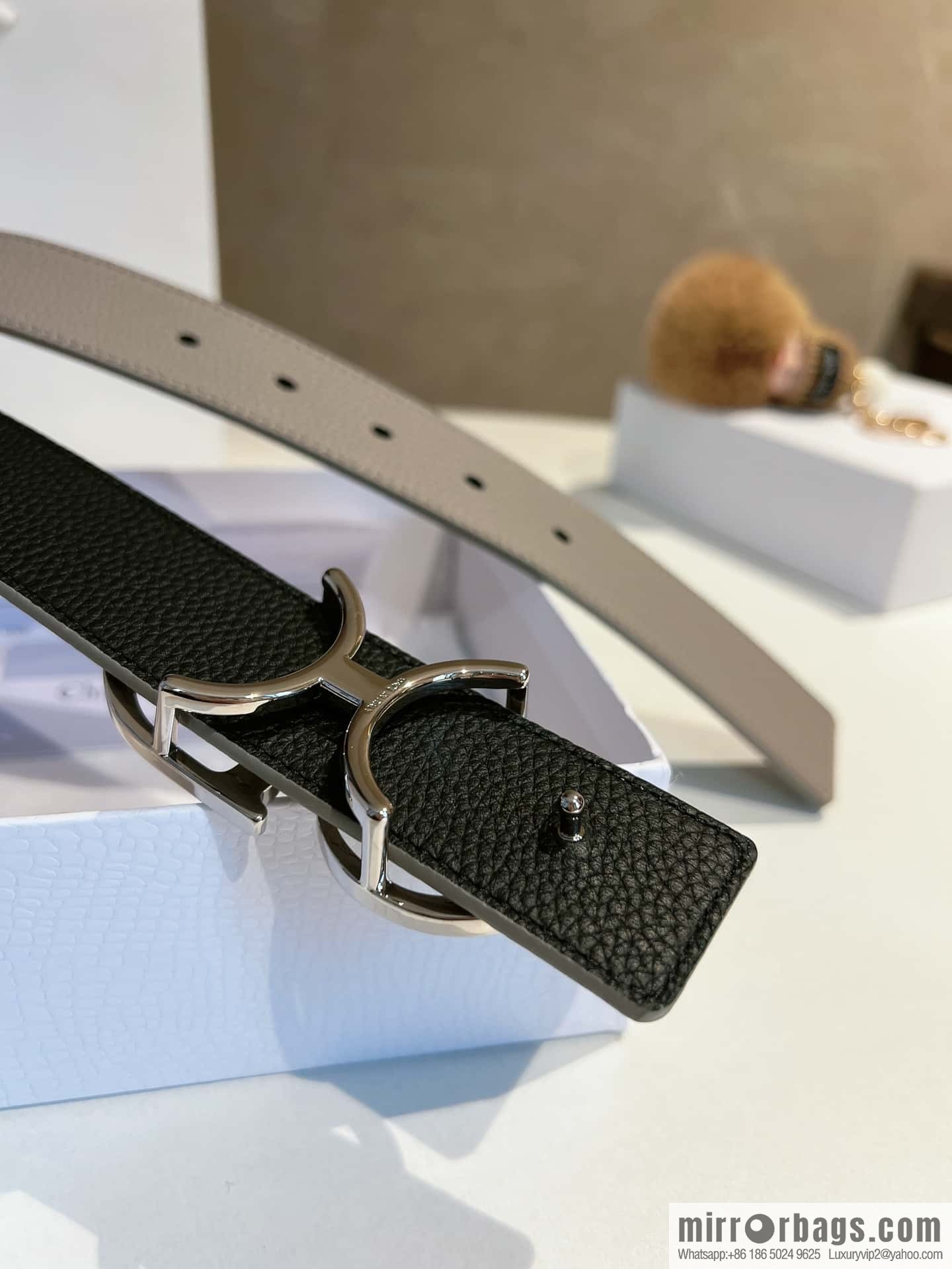Dior, first layer cowhide belt, body double-sided CD belt