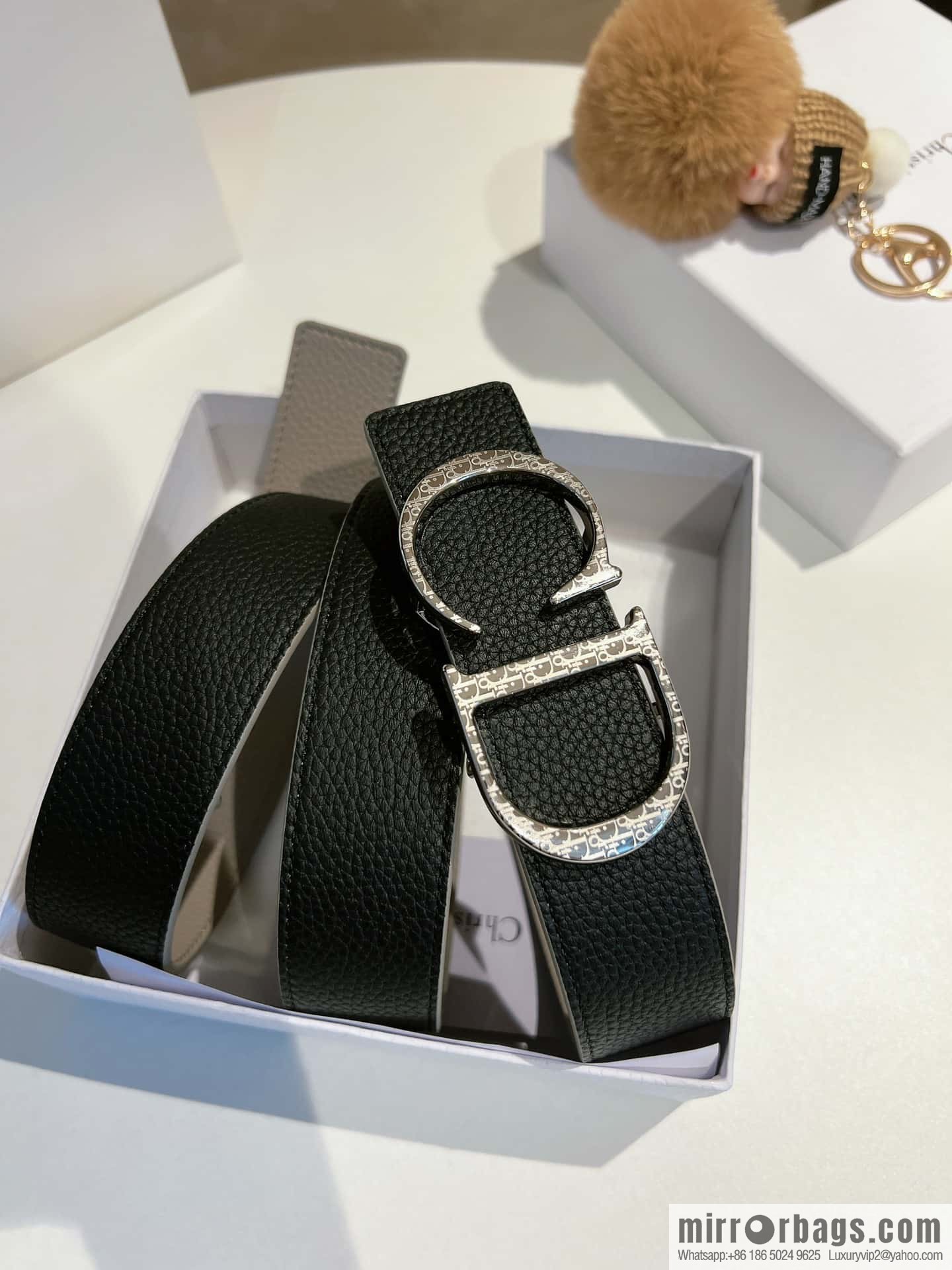 Dior, first layer cowhide belt, body double-sided CD belt