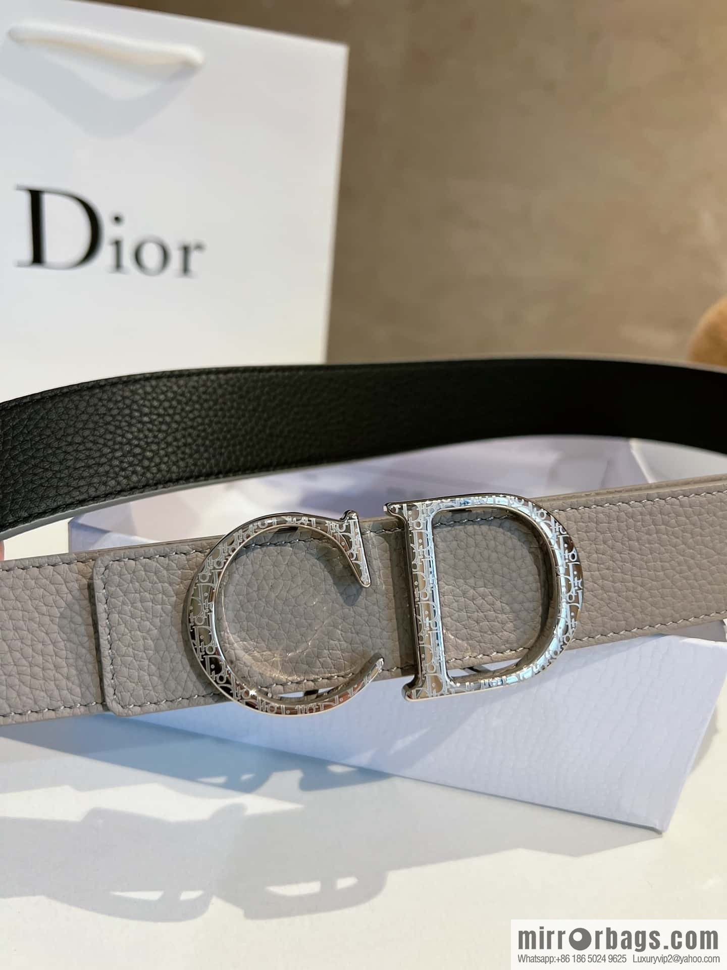 Dior, first layer cowhide belt, body double-sided CD belt