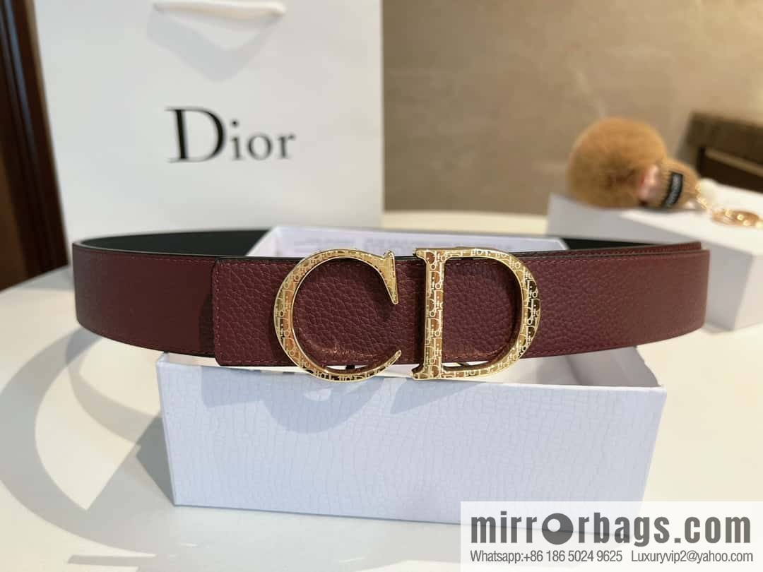Dior, first layer cowhide belt, body double-sided CD belt