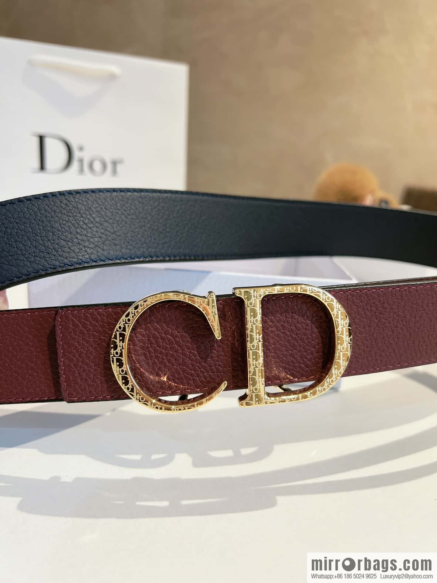 Dior, first layer cowhide belt, body double-sided CD belt