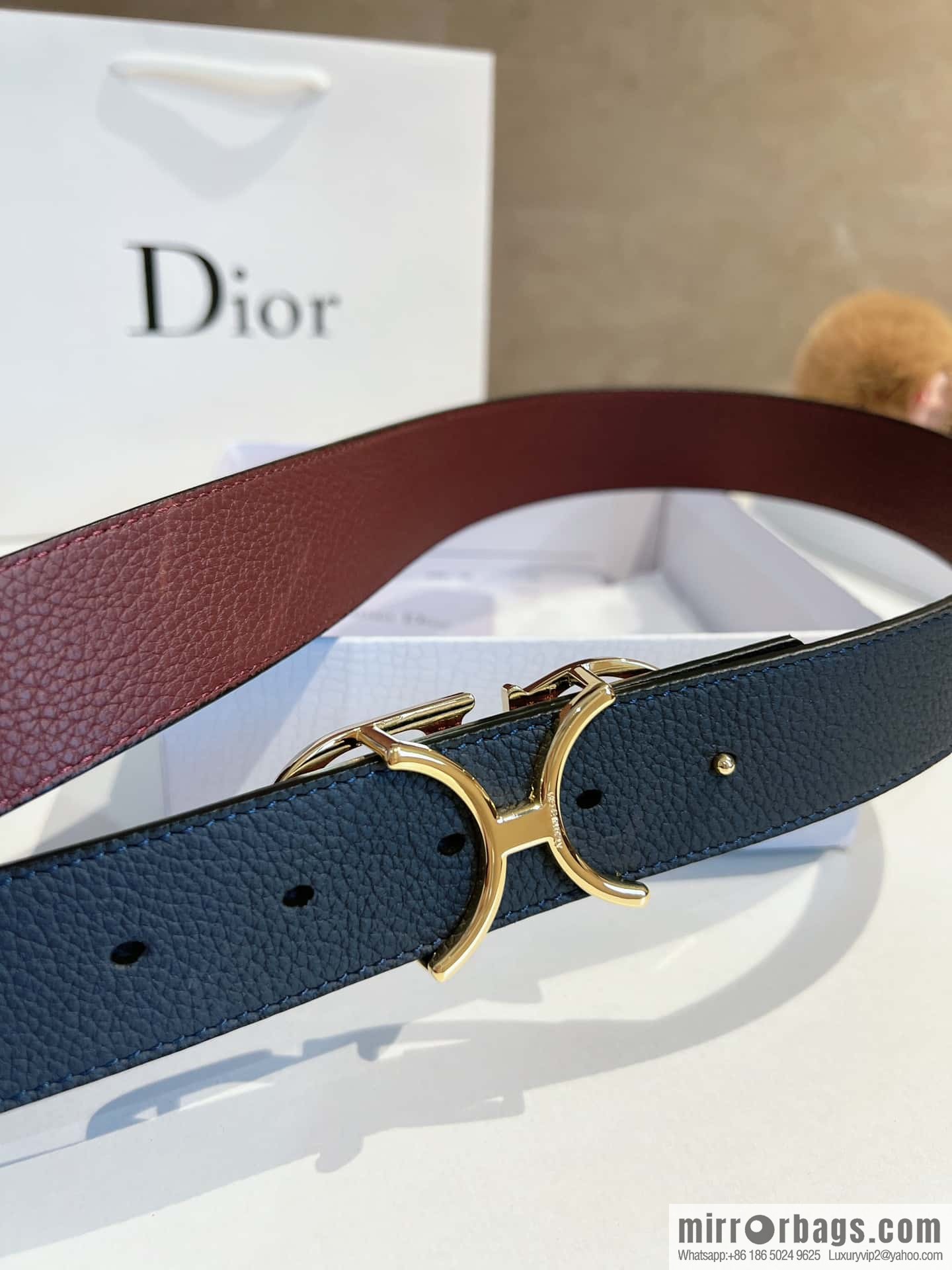 Dior, first layer cowhide belt, body double-sided CD belt