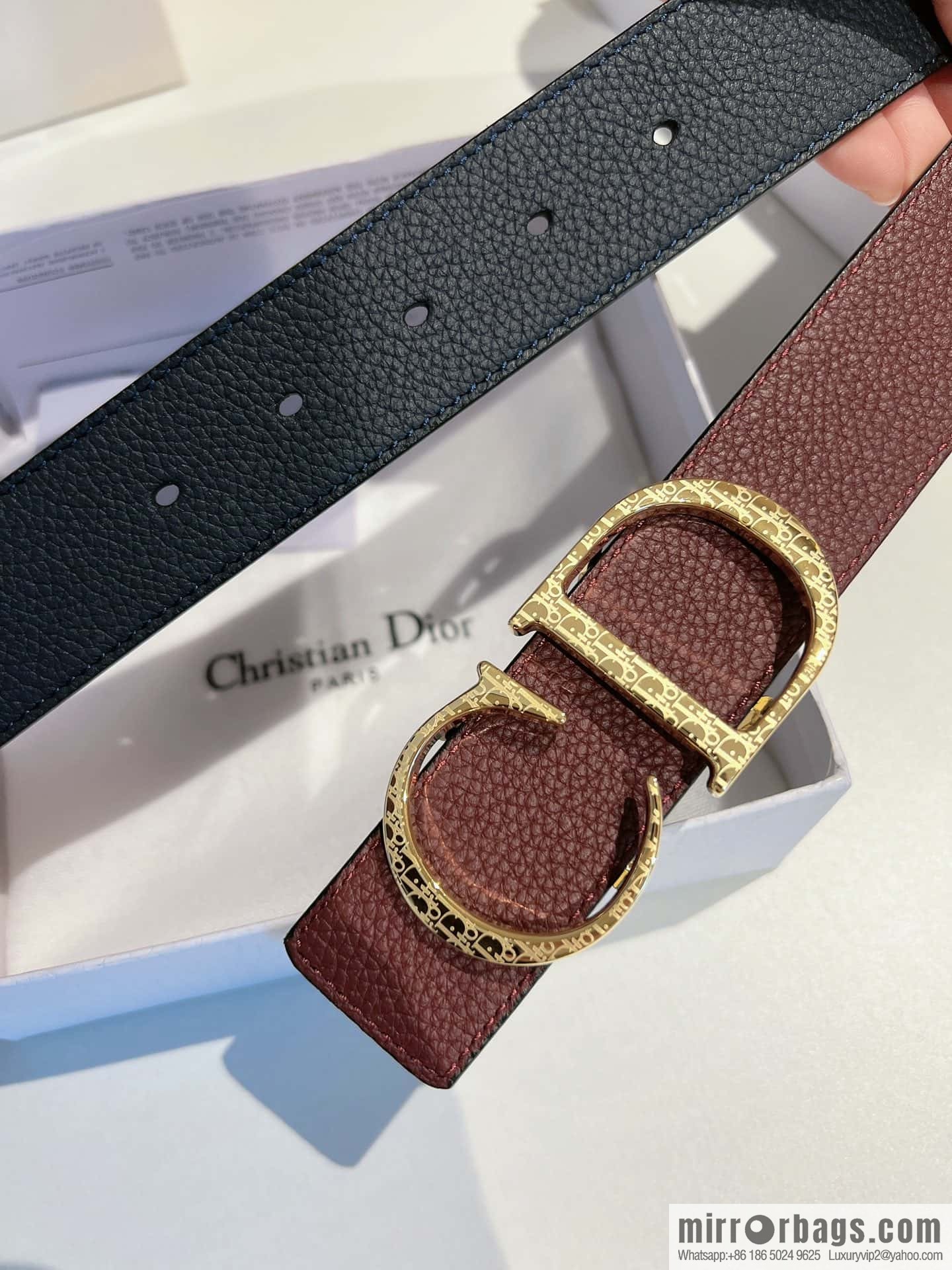 Dior, first layer cowhide belt, body double-sided CD belt