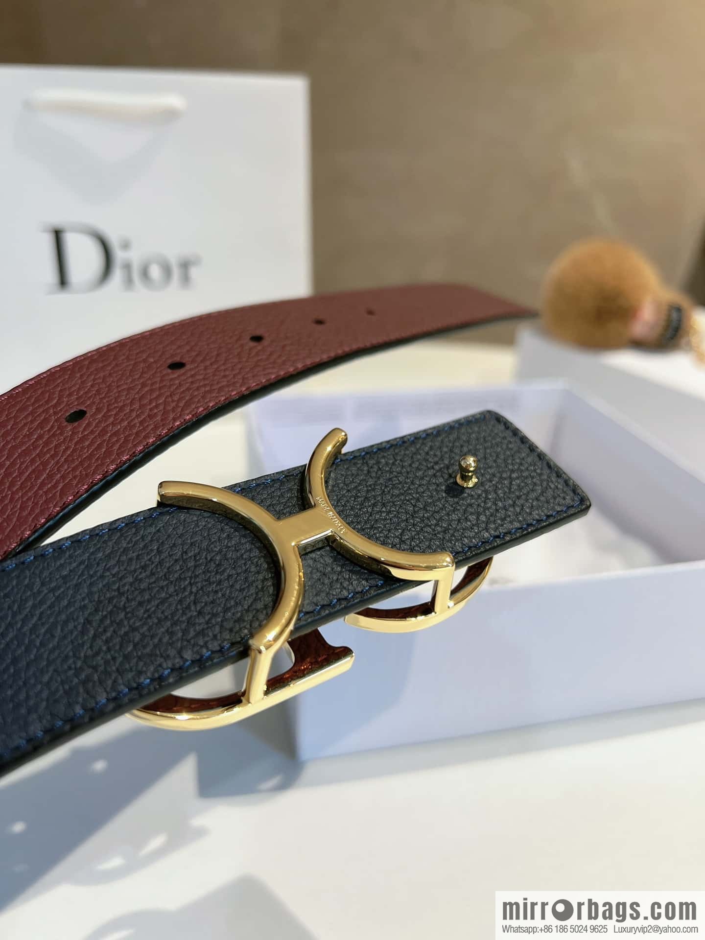 Dior, first layer cowhide belt, body double-sided CD belt