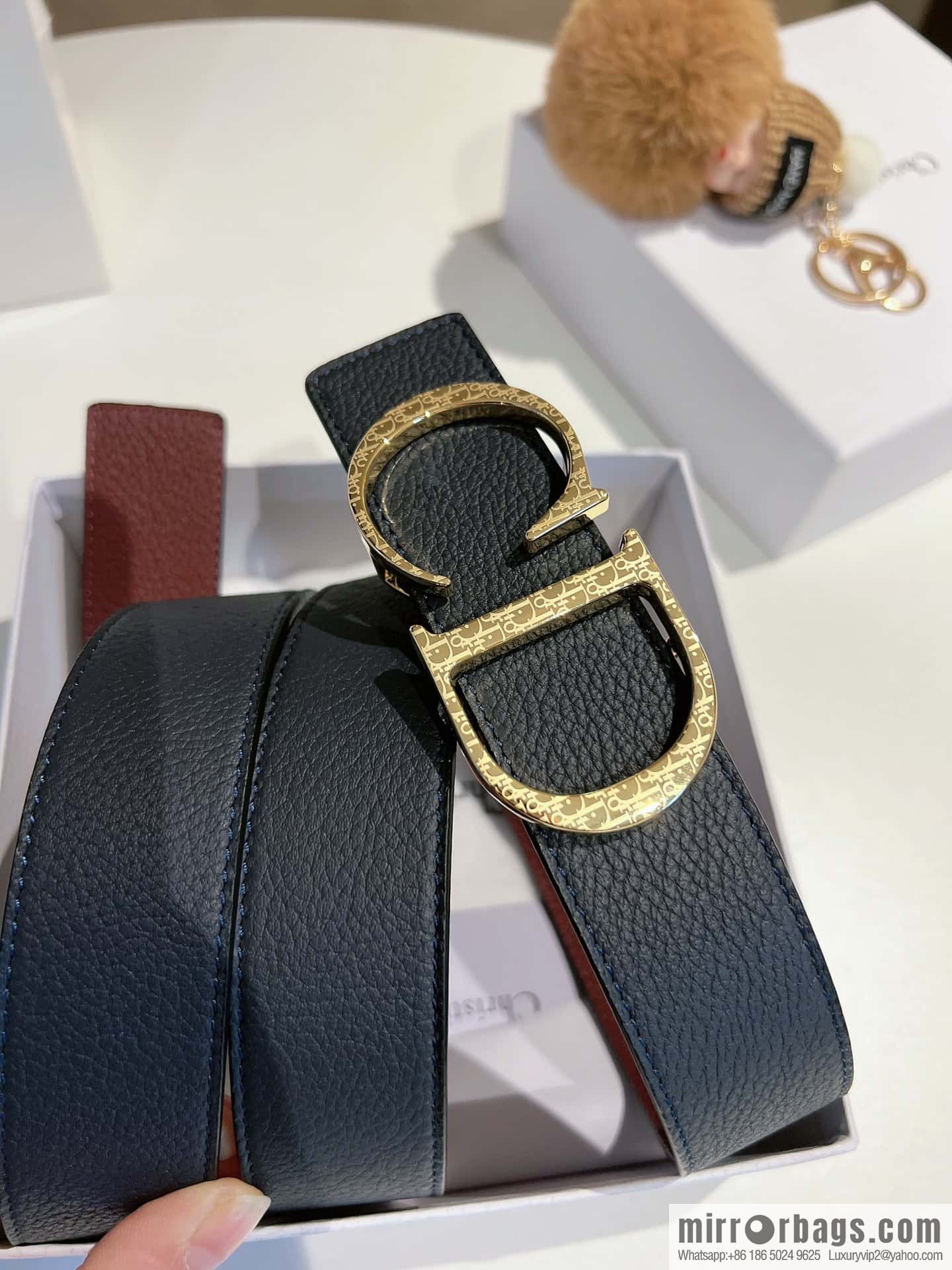Dior, first layer cowhide belt, body double-sided CD belt