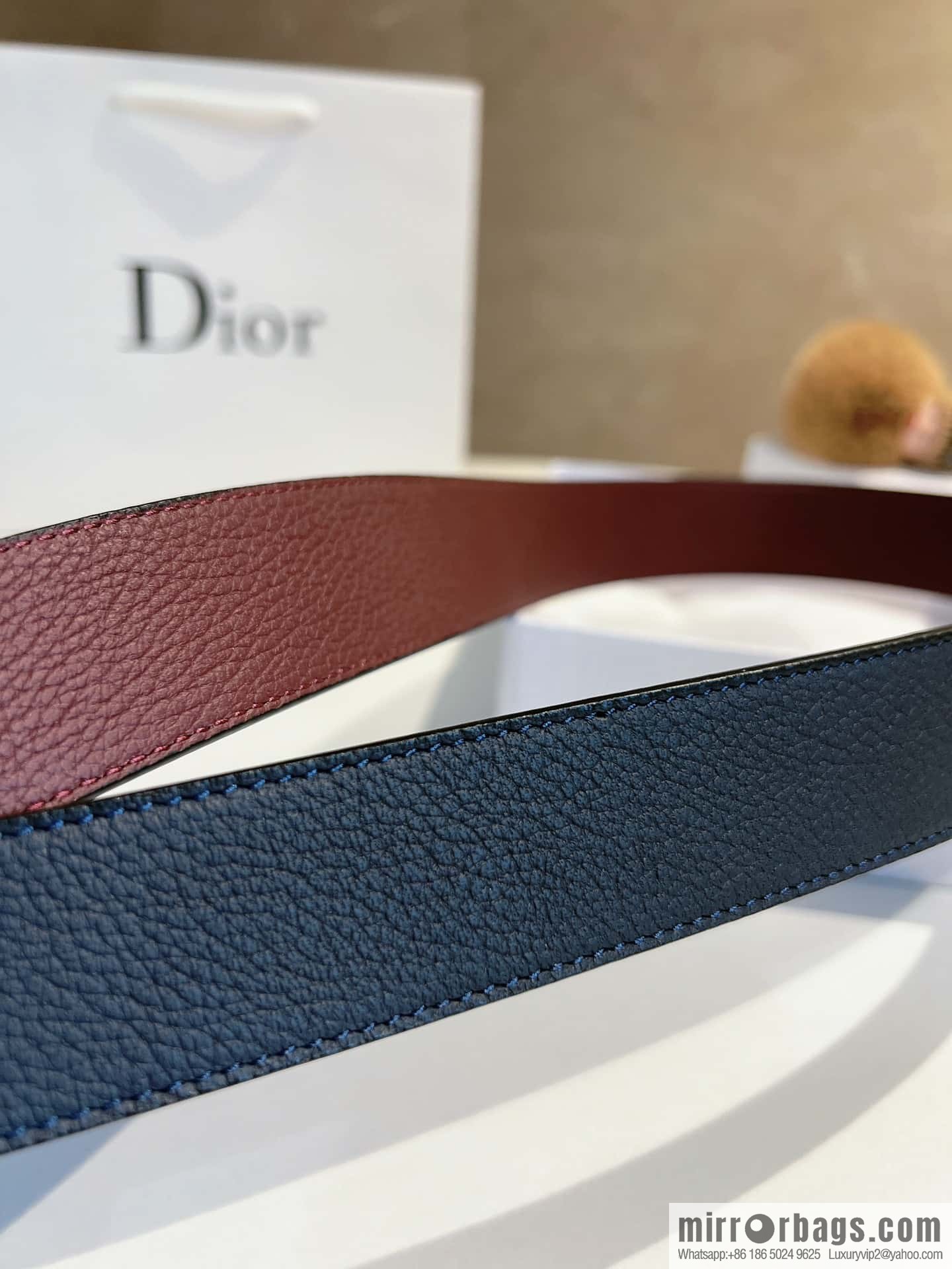 Dior, first layer cowhide belt, body double-sided CD belt