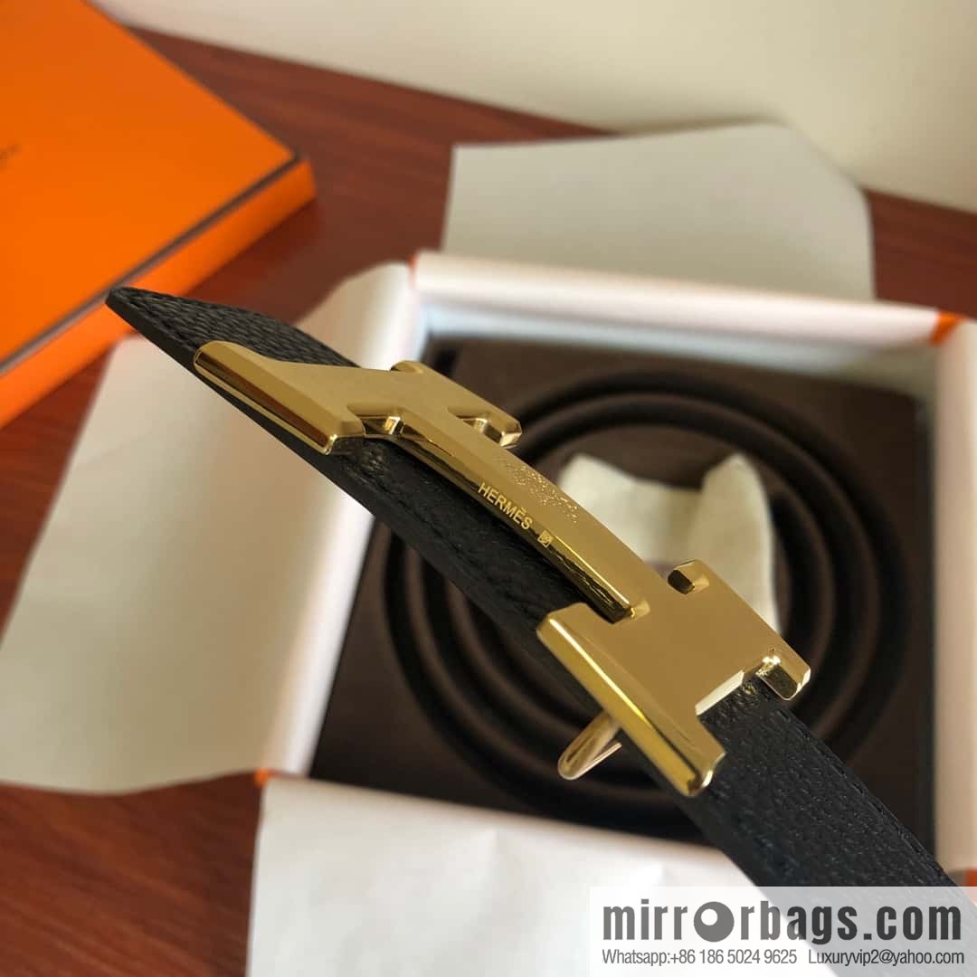 Hermes Togo leather with stainless steel horse-drawn carriage solder joint buckle 38mm belt