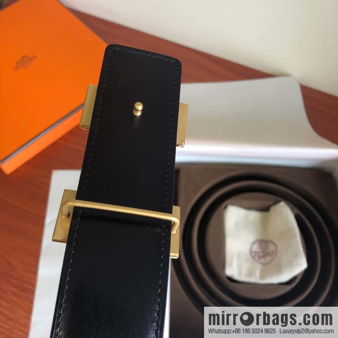 Hermes Togo leather with stainless steel horse-drawn carriage solder joint buckle 38mm belt