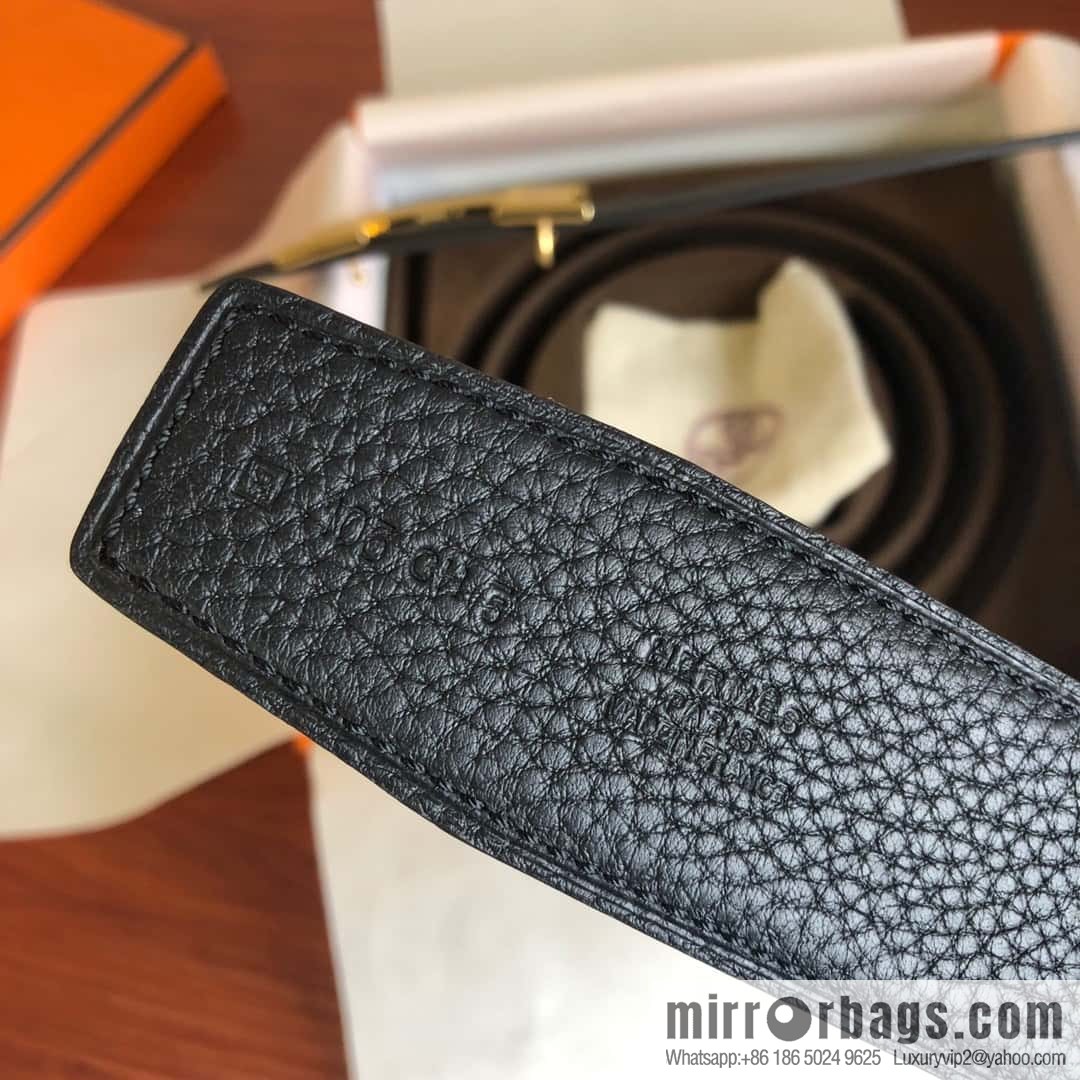 Hermes Togo leather with stainless steel horse-drawn carriage solder joint buckle 38mm belt