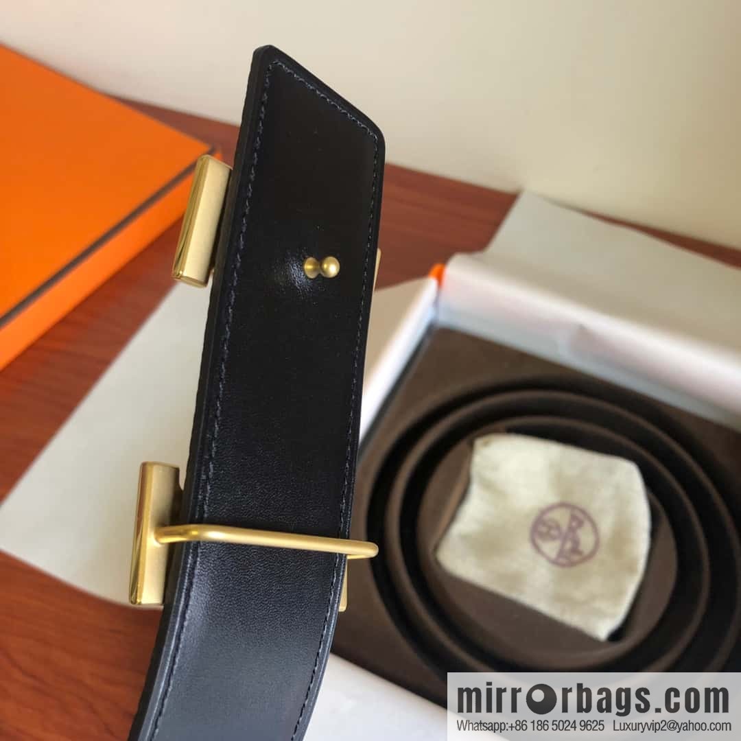 Hermes Togo leather with stainless steel horse-drawn carriage solder joint buckle 38mm belt
