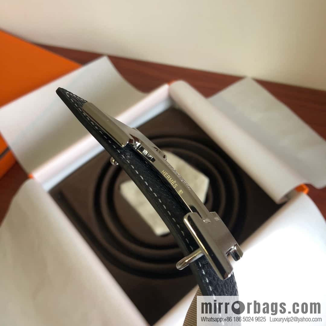 Hermes Togo leather with stainless steel horse-drawn carriage solder joint buckle 38mm belt