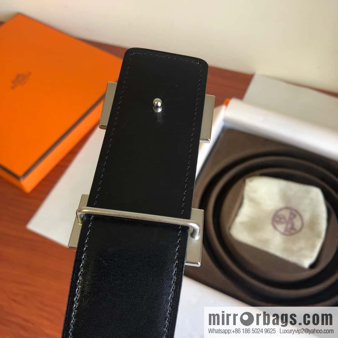 Hermes Togo leather with stainless steel horse-drawn carriage solder joint buckle 38mm belt