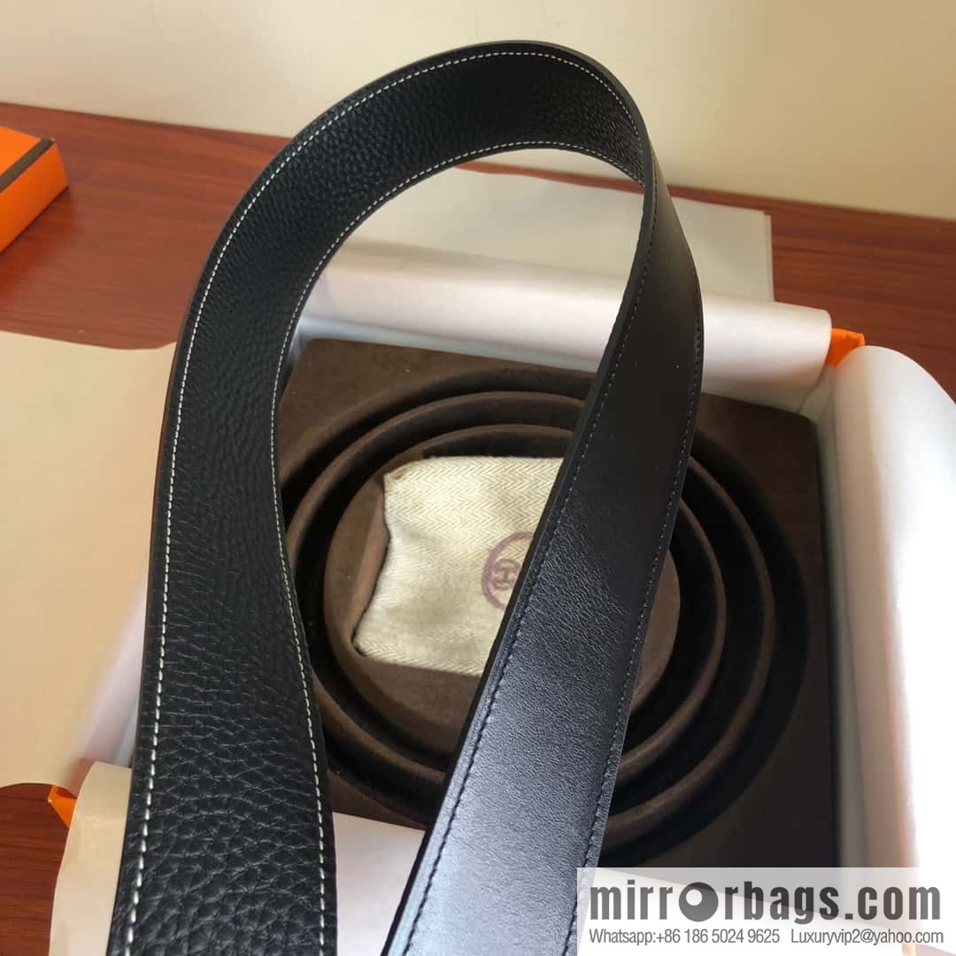 Hermes Togo leather with stainless steel horse-drawn carriage solder joint buckle 38mm belt