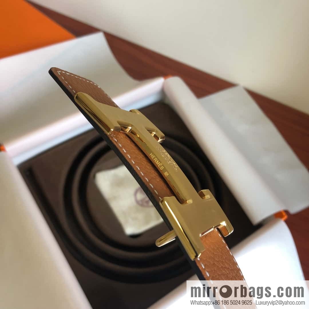 Hermes Togo leather with stainless steel horse-drawn carriage solder joint buckle 38mm belt