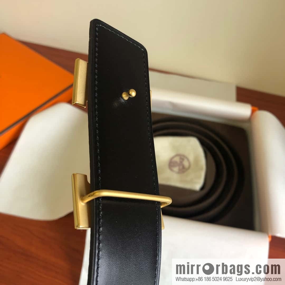 Hermes Togo leather with stainless steel horse-drawn carriage solder joint buckle 38mm belt