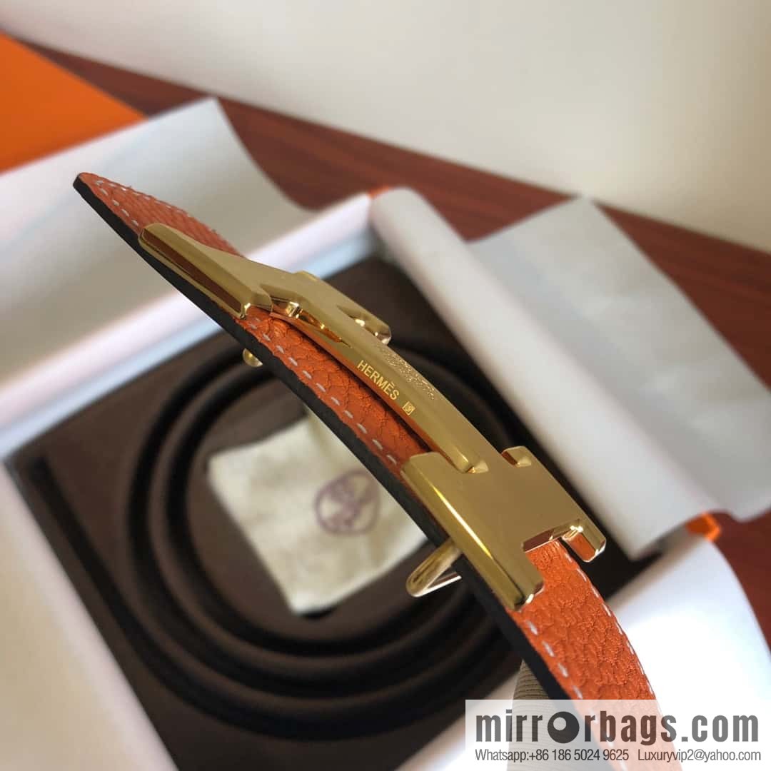 Hermes Togo leather with stainless steel horse-drawn carriage solder joint buckle 38mm belt