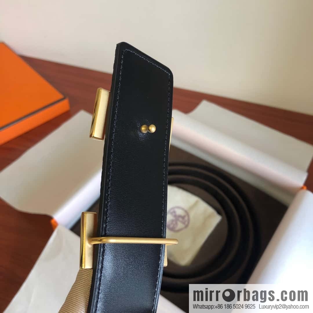 Hermes Togo leather with stainless steel horse-drawn carriage solder joint buckle 38mm belt