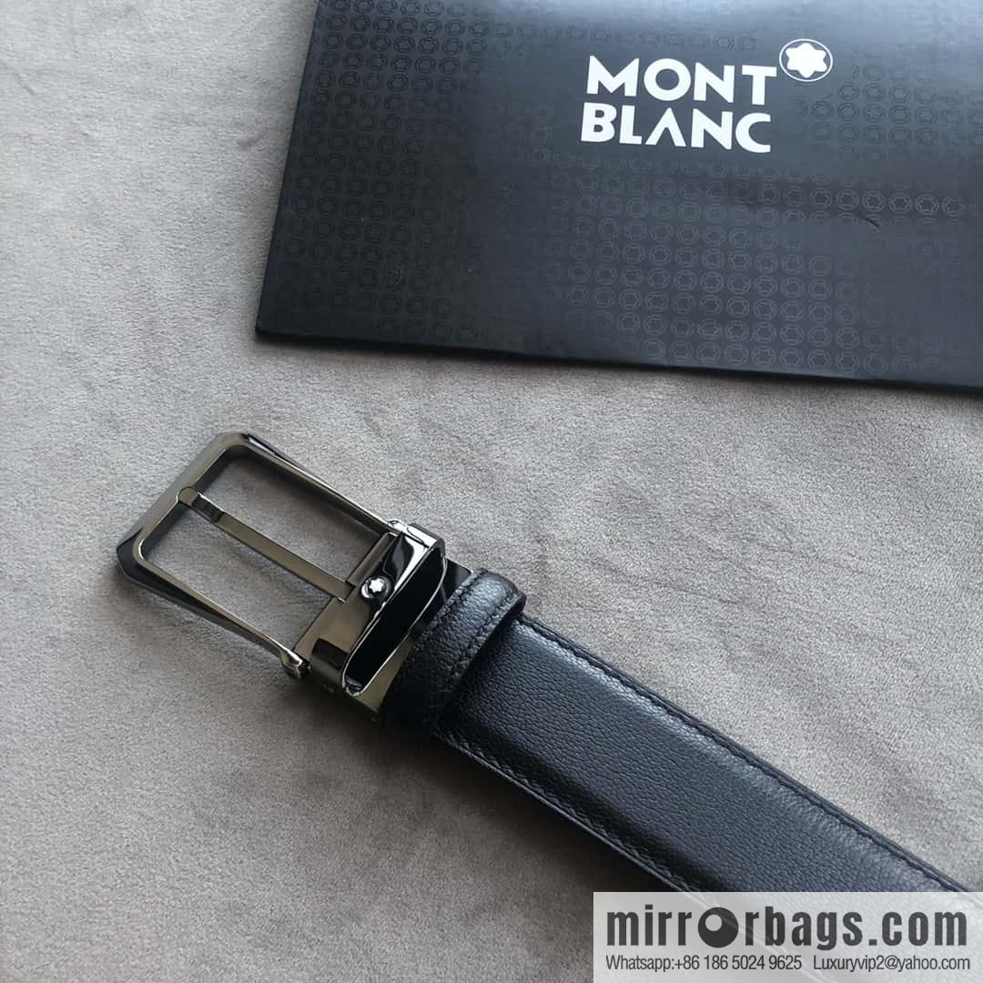 MONTBLANC Montblanc 3.5cm delicate needle metal buckle, first layer cowhide belt