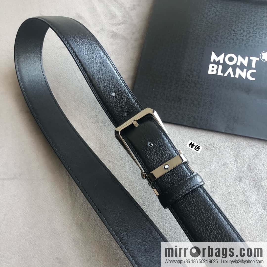 MONTBLANC Montblanc 3.5cm delicate needle metal buckle, first layer cowhide belt