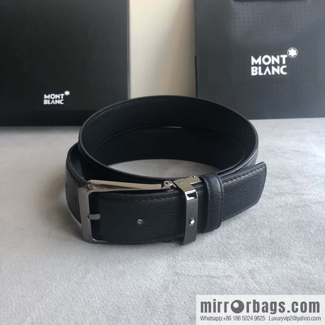 MONTBLANC Montblanc 3.5cm delicate needle metal buckle, first layer cowhide belt