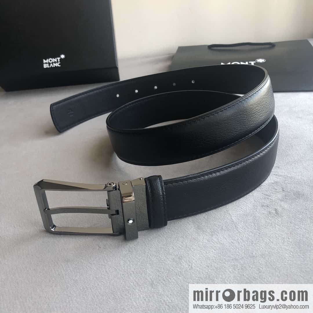 MONTBLANC Montblanc 3.5cm delicate needle metal buckle, first layer cowhide belt