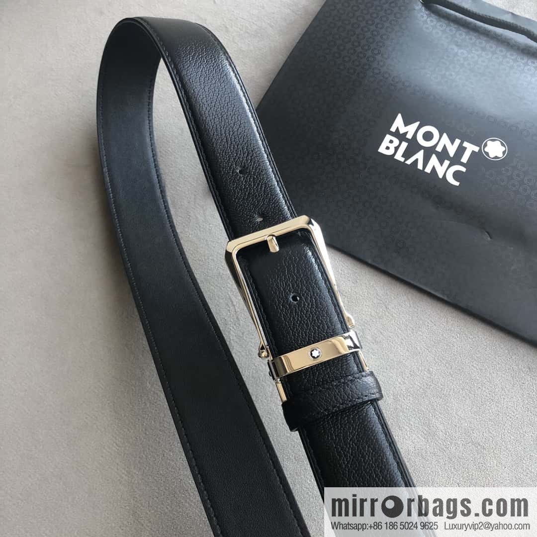 MONTBLANC Montblanc 3.5cm delicate needle metal buckle, first layer cowhide belt