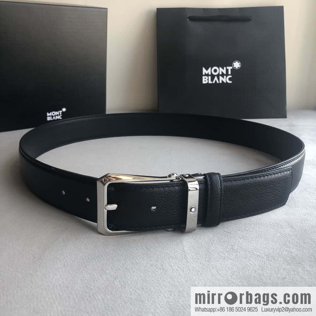MONTBLANC Montblanc 3.5cm delicate needle metal buckle, first layer cowhide belt