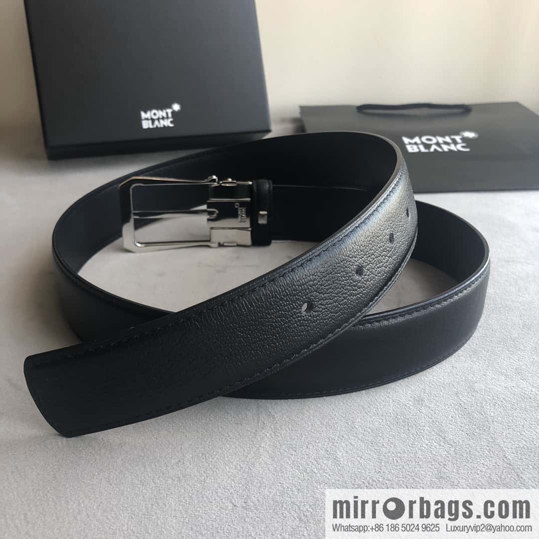 MONTBLANC Montblanc 3.5cm delicate needle metal buckle, first layer cowhide belt