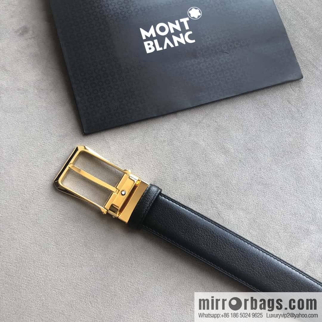 MONTBLANC Montblanc 3.5cm delicate needle metal buckle, first layer cowhide belt