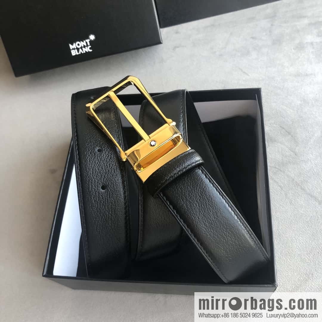 MONTBLANC Montblanc 3.5cm delicate needle metal buckle, first layer cowhide belt