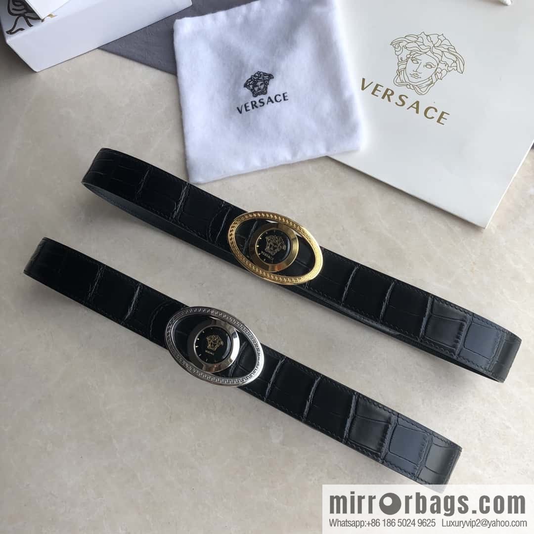 VERSACE Versace, Medusa Flip Metal Buckle 3.5cm Alligator Belt 3.5cm