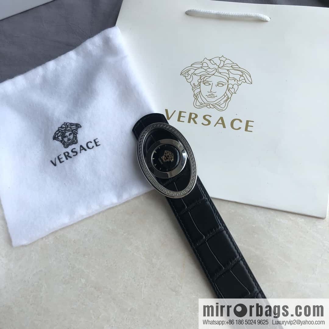 VERSACE Versace, Medusa Flip Metal Buckle 3.5cm Alligator Belt 3.5cm